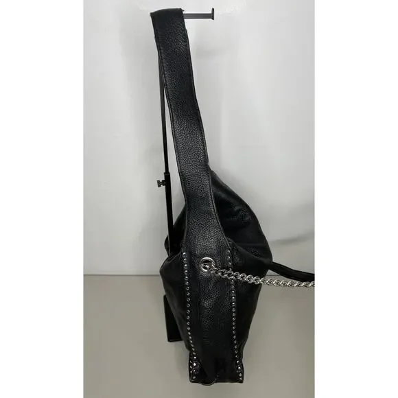 Michael Kors Handbag Astor Studded Black Leather Shoulder Bag Slouchy - Picture 5 of 16